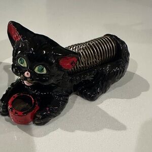 Black Cat Letter holder with sponge dauber, pencil holder